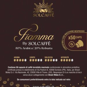 Fiamma – 50 Capsule Compatibili Nespresso® | Miscela 80% Arabica – 20% Robusta